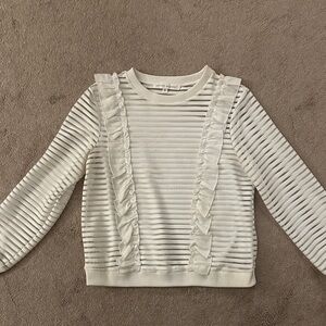 After Market White Sweater with Ruffle Accents